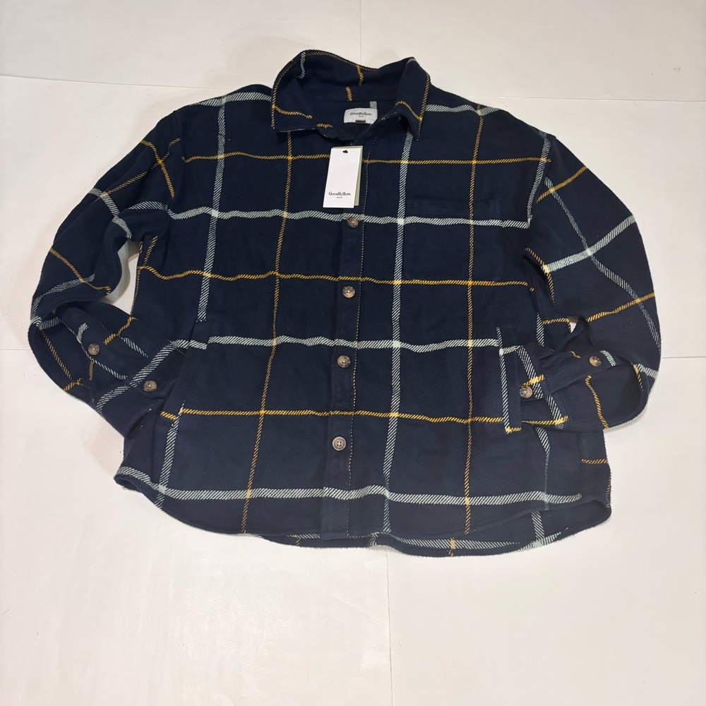 Goodfellow & Co Navy and Yellow Plaid Button Down Shirt